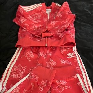 Adidas Red Cartoon Print Track Suit
